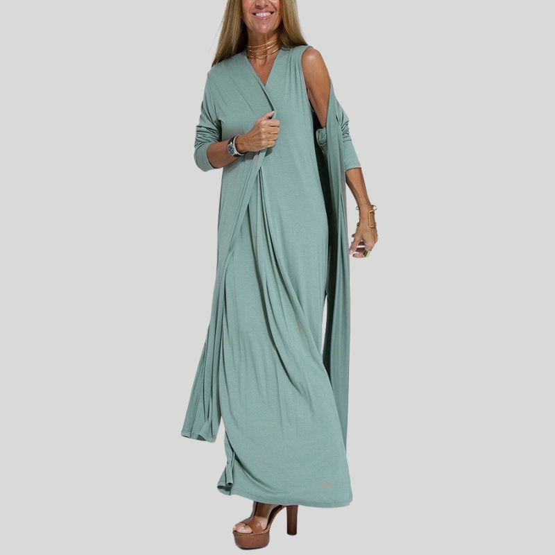 New hot-selling European and American style new solid color pullover V-neck dress cardigan jacket suit women