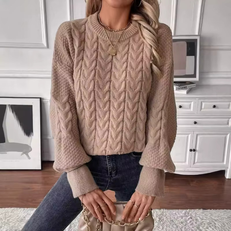 Solid Color Round Neck Sweater Women 2024 Autumn Winter New Loose Comfortable Pullover Female Fashionable Trendy Knitted Tops