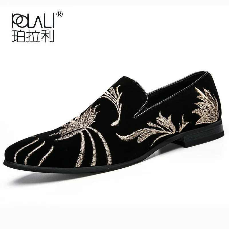 Mens Fi Suede Leather Embroidery Loafers Mens Casual Printed Wedding Shoes Man Party Driving Flats Sizes 38-47XJ250118