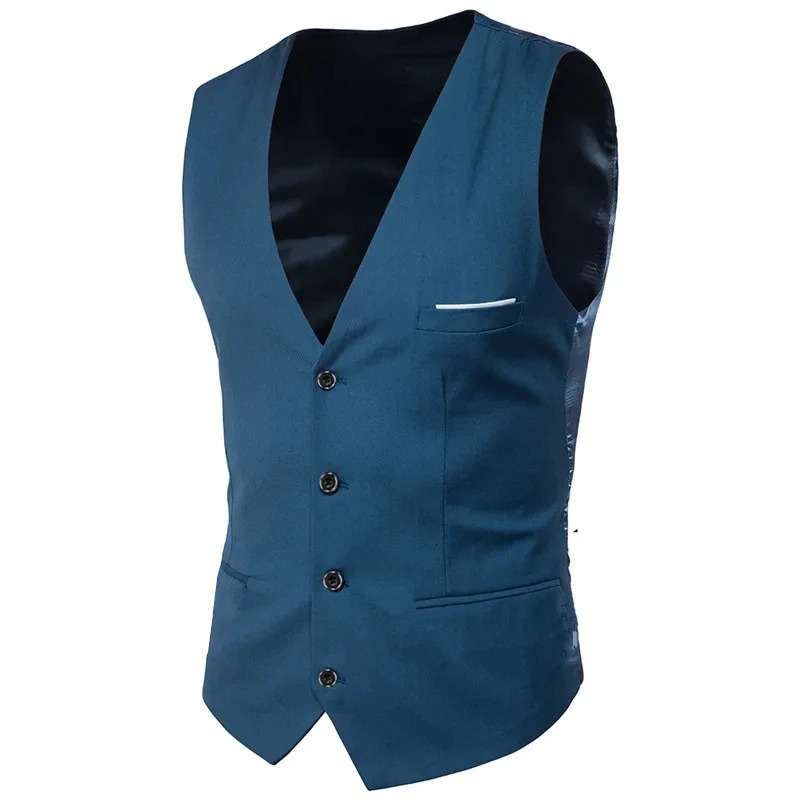 Men Vest Plus Size 6XL Fashion Slim Fit Sleeveless Wedding Waistcoats 9 Colors Solid Business Leisure Casual Dress Suit Vests 250114Z