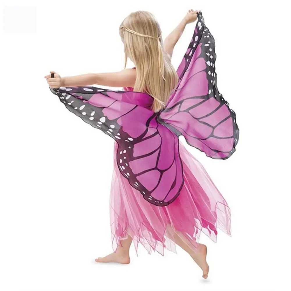 Fashion Chiffon Butterfly Wings Cape Performance Mask Elf Angel Wings Cloak Stage Costumes Fairy Butterfly Costume Kids W250117
