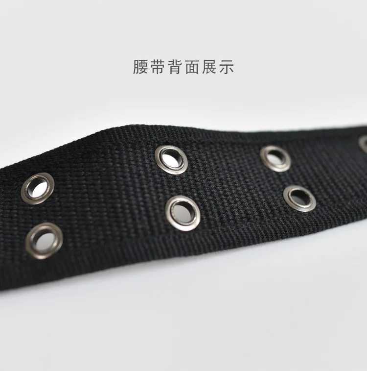 Mens Canvas Double row of holes Pin Buckle Punk Wind Jeans Belts Hot Brand Fashion Punk O Ring for Women Belt W250120