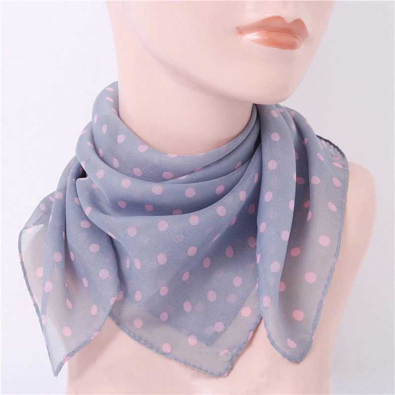 Fashionable chiffon polka dot scarf for women retro temperature polka dot square scarf multi-color polka dot collar W250118