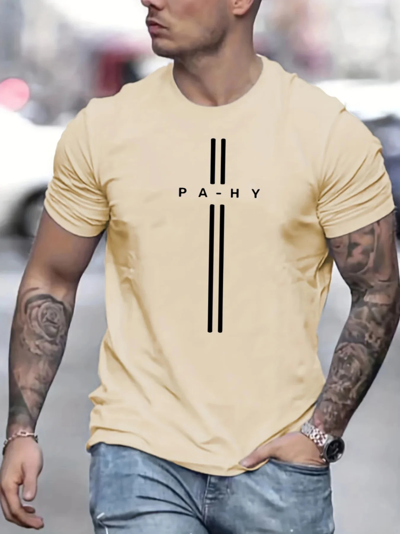 2024 Mens 100 Pure Cotton Short Sleeved Tshirt Round Neck Top Letter Pattern Print Comfortable Casual Summer Loose Size 250122