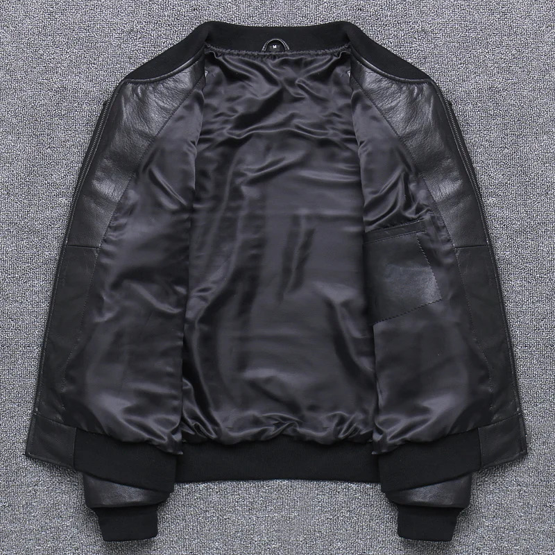 Black Aviation Genuine Leather Bomber Jacket Men Pilot Sheepskin Real coat short Slim business jacket leather 241227