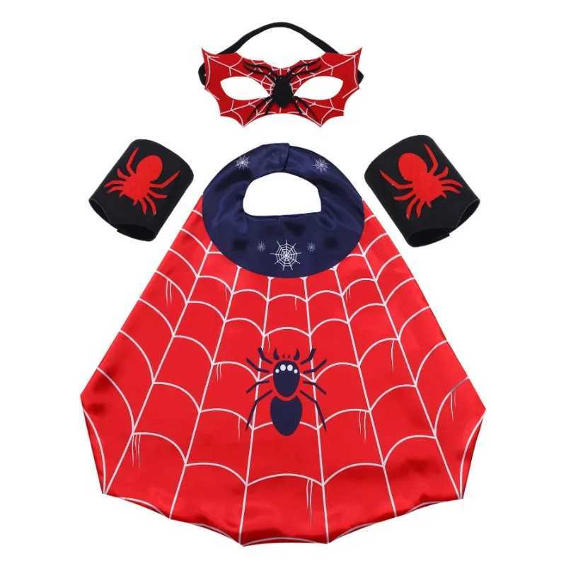 Cartoon Superhero Costume Set for Boys and Girls Halloween Dress Up Spider Cape and Mask with Wristband W250117