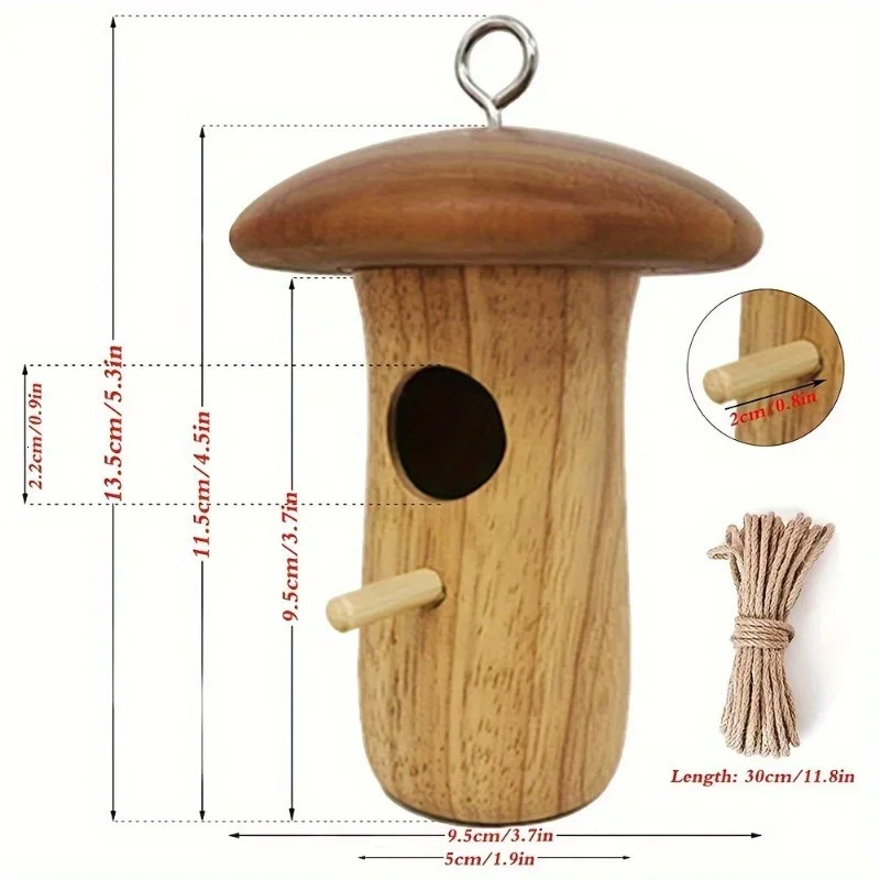1Pc Outdoor Hummingbird House Natural Wooden Hanging Hummingbird Nest Wild Bird House Hummingbird Feeder Outdoor Garden Yard 250121