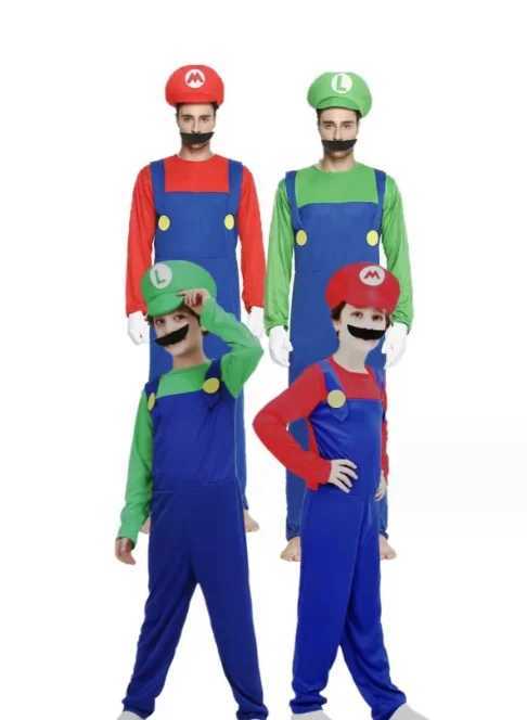 Anime Odyssey Super Luigi Brothers Cosplay Costume Adult Childrens Jumpsuit Beard Hat Set Halloween Costume W250117