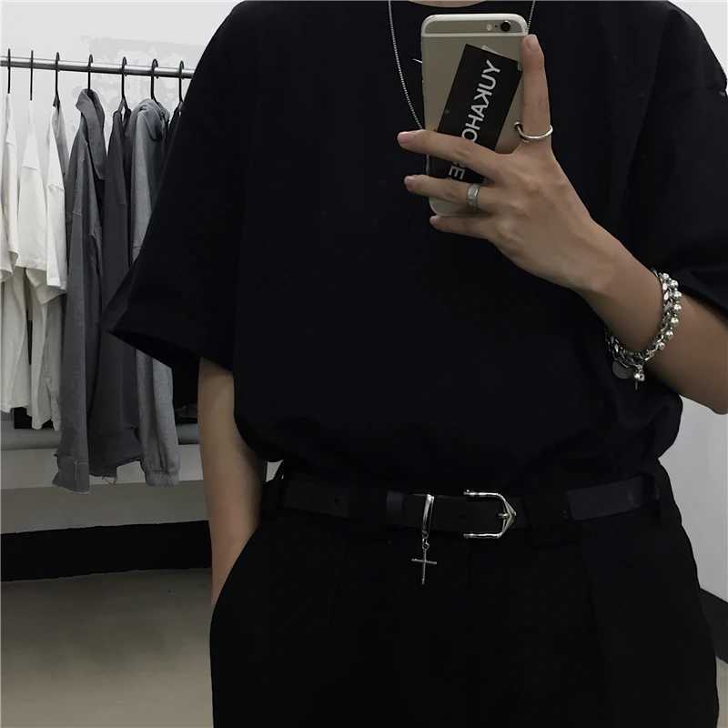 Cross Pendant Jean Pants Belt Fashion Retro Men Woman Black Thin Belts PU Leather Metal Pin Buckle Hip Hop Students Waistband W250120