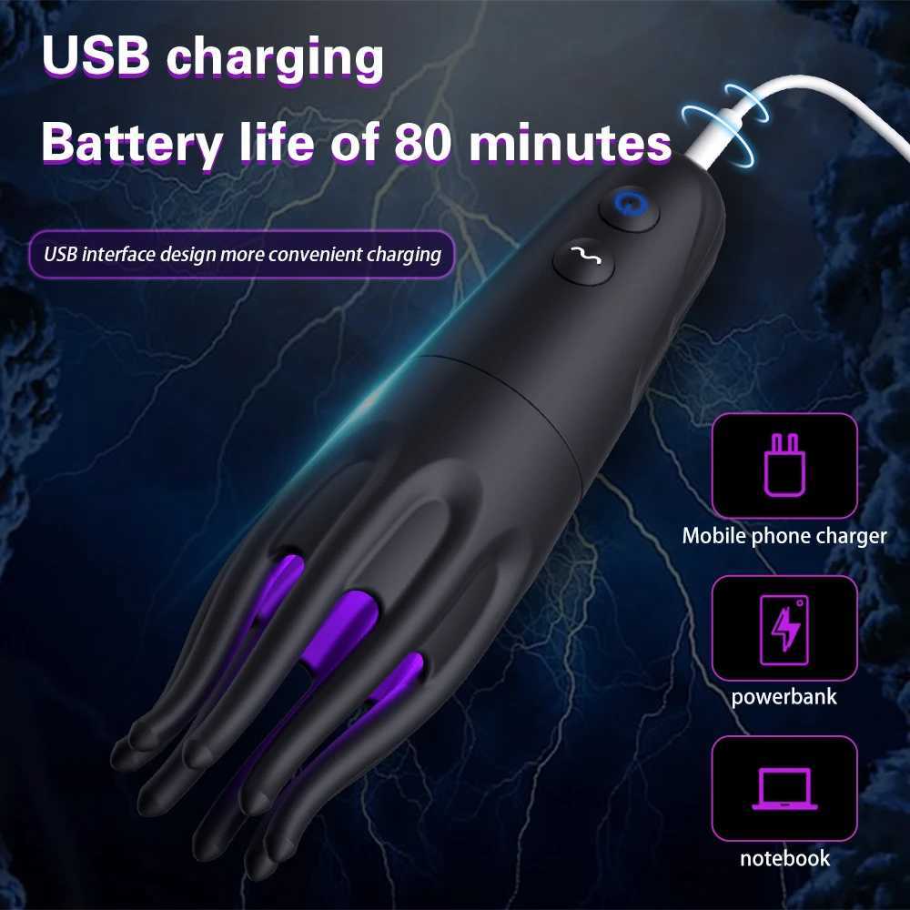 Electric Shock Masturbator for Men Penis Massager Glans Vibration Sex Oral Blowjob Lasting Delay Endurance Training Sex Toys 18+ W250117