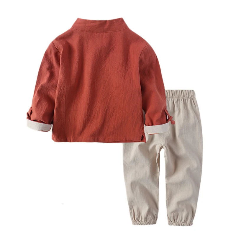 Chinese Style Boys Clothing Sets Hanfu Po Clothes Sets Spring Autumn Suit For Girls Children Linen Kid Suit Toddler Costumes 250113