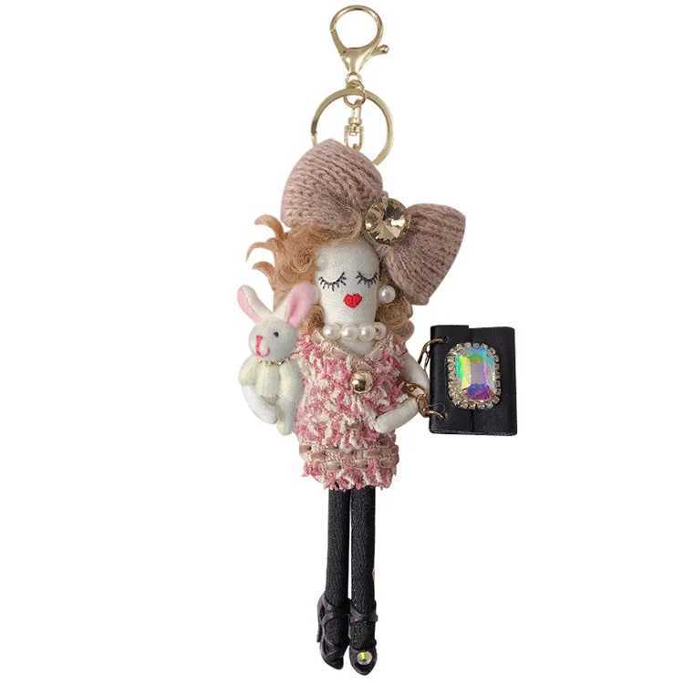 Real Mink Fur Keychain Bag Pompom Bag Charm KeyRing Luxury Car Jewelry Pendant Fur Keychain W250116