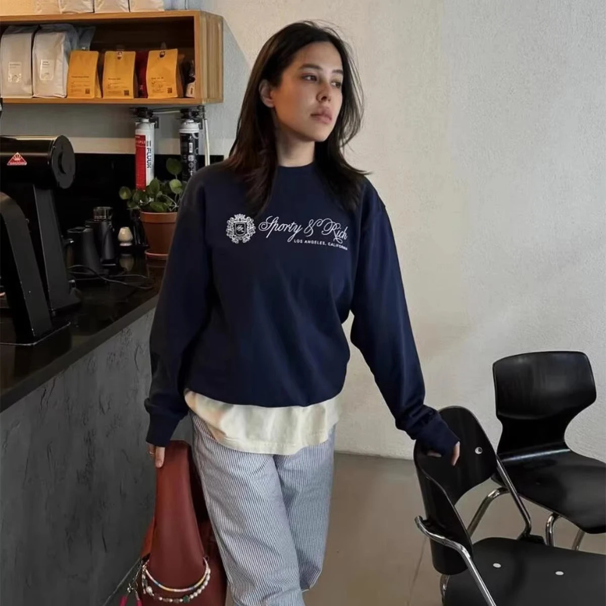 Autumn Arrival Sporty Make You Wellness Letters Printing Vintage Style Sweatshirts Women Oversize Cotton 90s Jumpers 250122