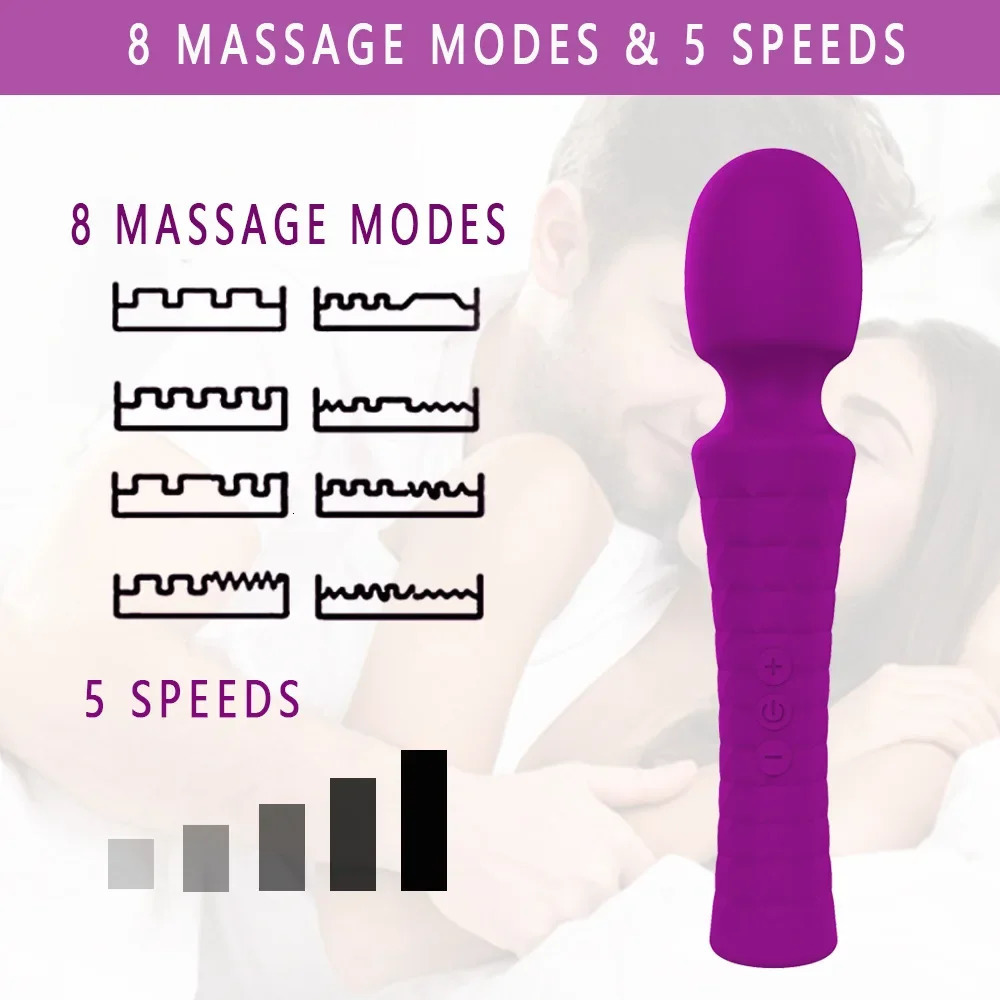 8 Frequency 5 Speed Vibrators Rechargeable Female G Spot Vagina Clitoris Stimulator AV Stick Masturbation Massage Stick Sex Toys 250114