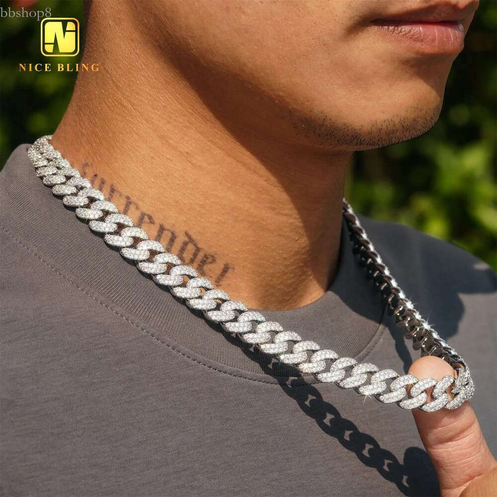fashion pendant jewelry iced out hip hop miami k chains men women sier 15mm wide round shape vvs moissanite cuban necklaces and bracelets