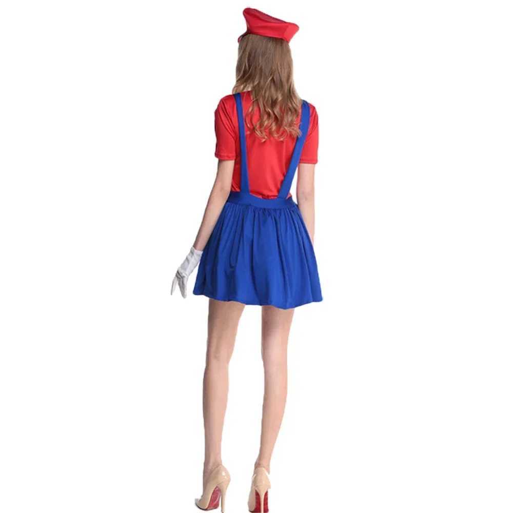 Plumber Bros cosplay costumes fun Halloween carnival costumes mens and womens fancy jumpsuits hats mustard gloves W250117
