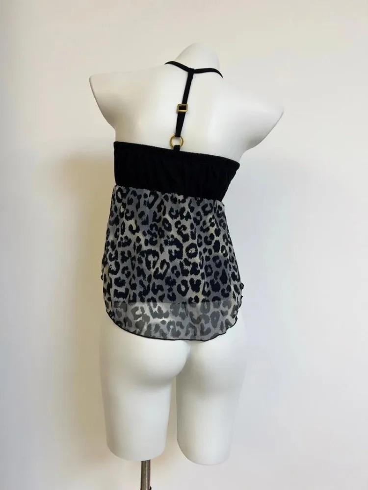 Women Clothing Summer Crop Tops Ropa Mujer Halter Backless TLoose Vest Sweet Korean Camis Korean Leopard Print Sexy Tanks 250116