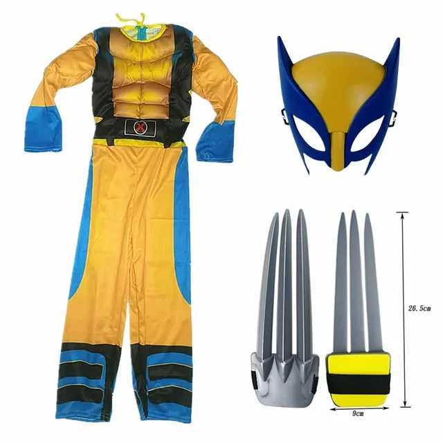 Child Movie Luxury Mask Jumpsuit Wolverine Cosplay Costume Halloween Christmas Kids New Year Costume Superhero Fantasy props W250117