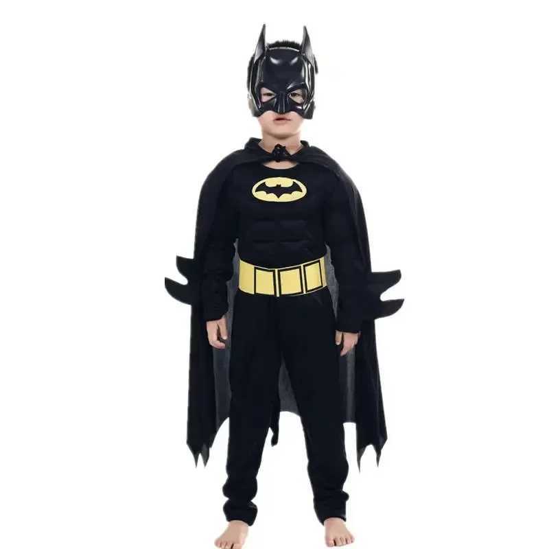 Kids Boys Muscle Costumes with Mask Cloak Movie Character Superhero Cosplay Halloween Party Role Play W250117