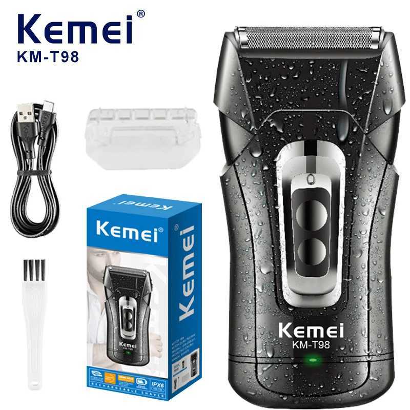 Kemei KM-T98 electric shaver mens waterproof cordless charging beard trimmer shaver reciprocating hair cutting precision trimmerW250117