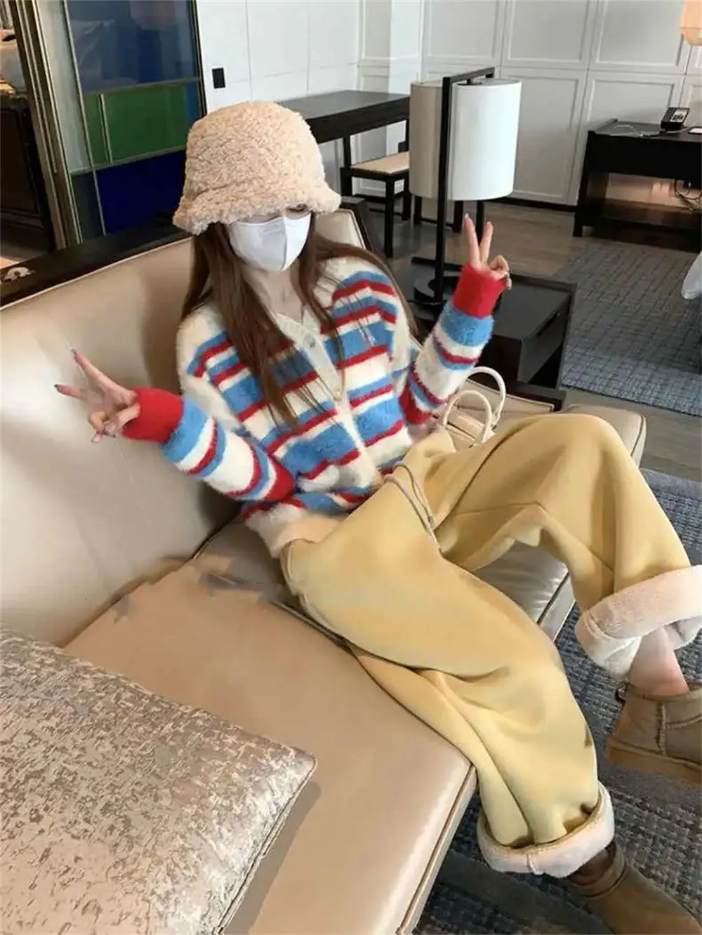 Thick Black Fleece Sweatpants Women Streetwear Oversized Joggers Harajuku Korean Wide Leg Pants Winter Baggy Drawstring Trousers 250108