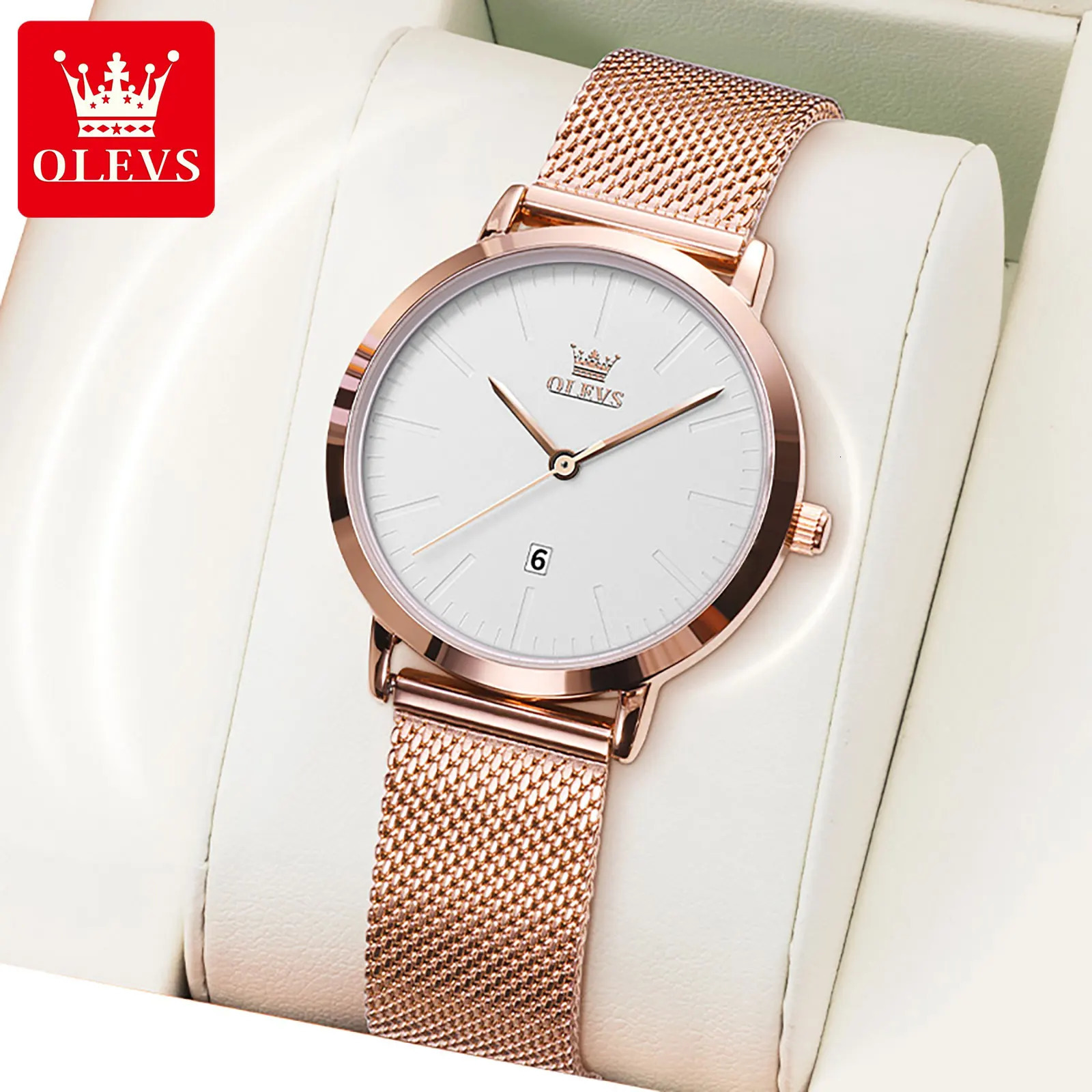 OLEVS Fashion Watch for Women Rose Gold Waterproof Quartz Ladies Wristwatch Original Simple Womens Watches Montre Femme 250121