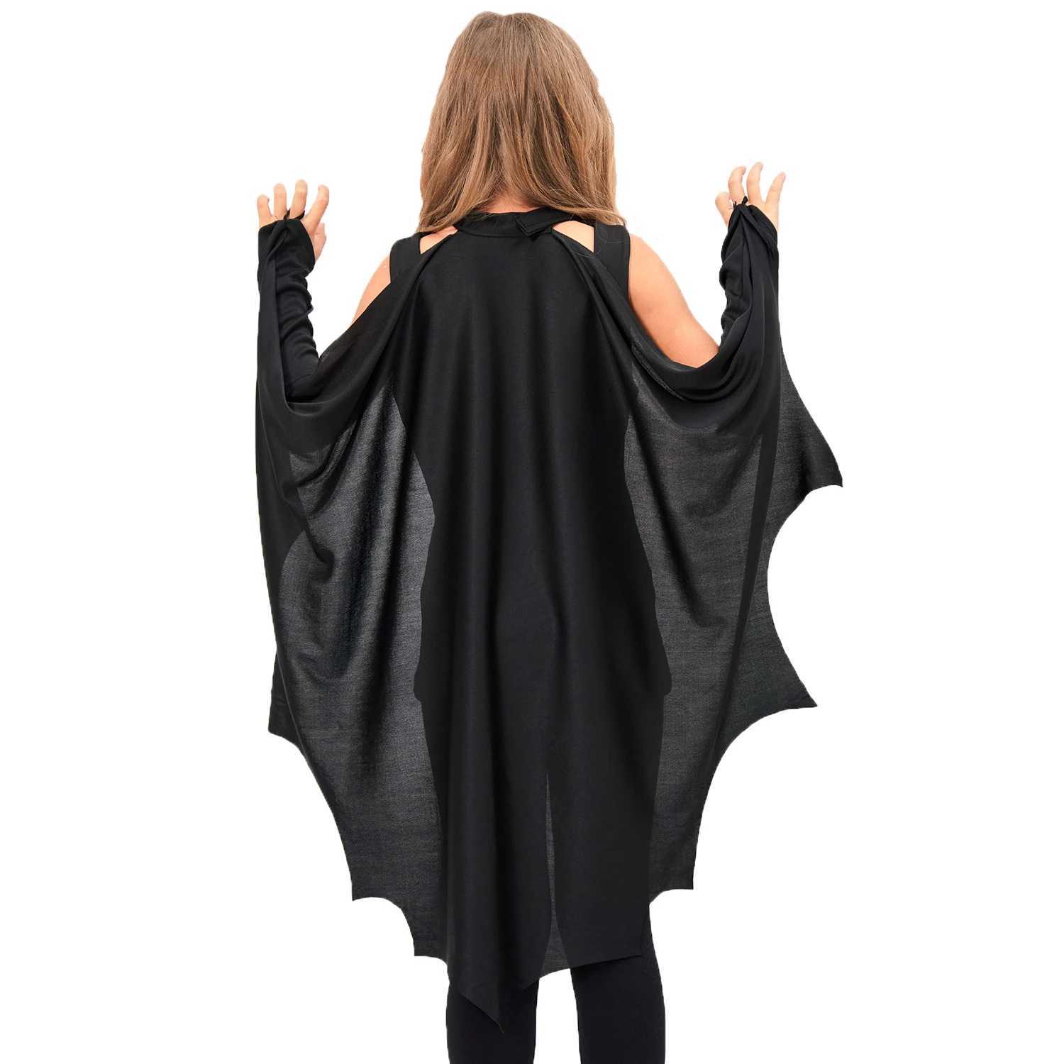 Order Unisex Kids Child Black Bat Wings Cape Cloak Halloween Costumes 5-8Y W250117