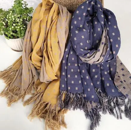Japanese Winter Cotton Warm Women Scarf Double-sided Plaid Thickened Warm scarf Air-conditioned Shawl For Lady 250120