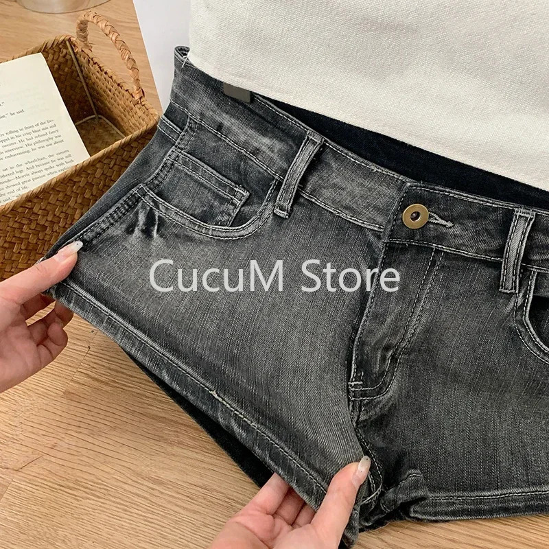 Summer Women Y2k Streetwear Gyaru Harajuku Fashion Grunge Vintage Coquette Low Rise 2000s Jean Shorts Denim Pants Japanese 250114