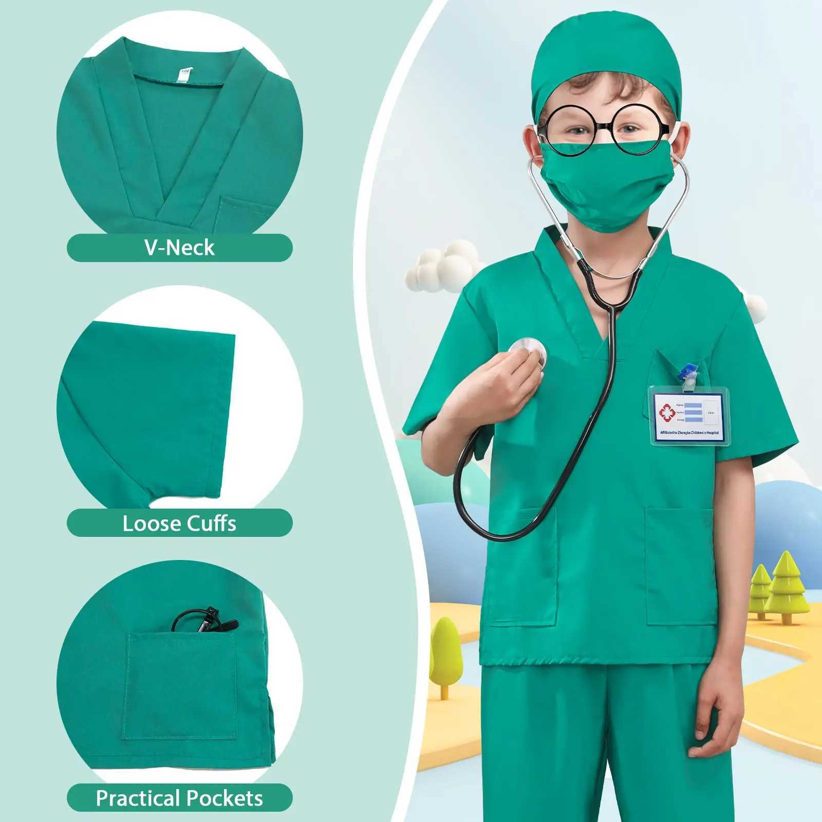 Boy and girl simulation doctor nurse work uniform cross and toy set childrens clothing Christmas role-playing costume party W250117