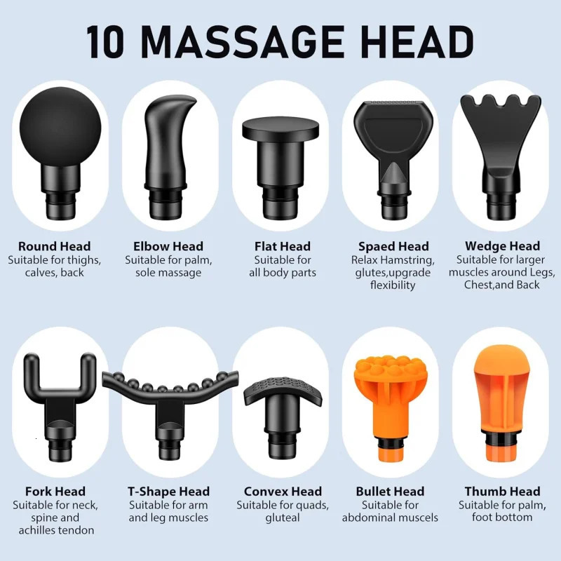Massage Gun Deep Tissue Back for Athletes Pain Relief Attaching 10 PCS Replacement Heads 250108