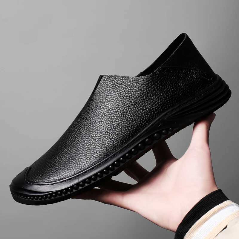 Leather Mens Loafers Lightweight Low Top Shoes Casual Mens Boat Shoes Big Size 35-47 Mens Shoes Men Flats Shoes Leisure WalkXJ250118