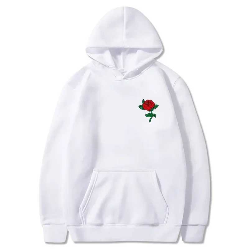 Autumn new hip-hop streetwear fashion hoodie rose print wool latte casual mens hoodie sportswear W250117