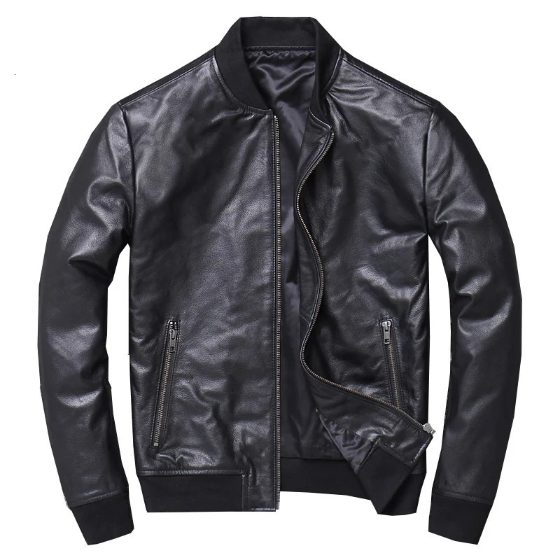 Genuine Leather Jacket Men Cowhide Bomber Jacket Casual Spring Autumn Cow Leather Coat Chaqueta Cuero Hombre X- 250120