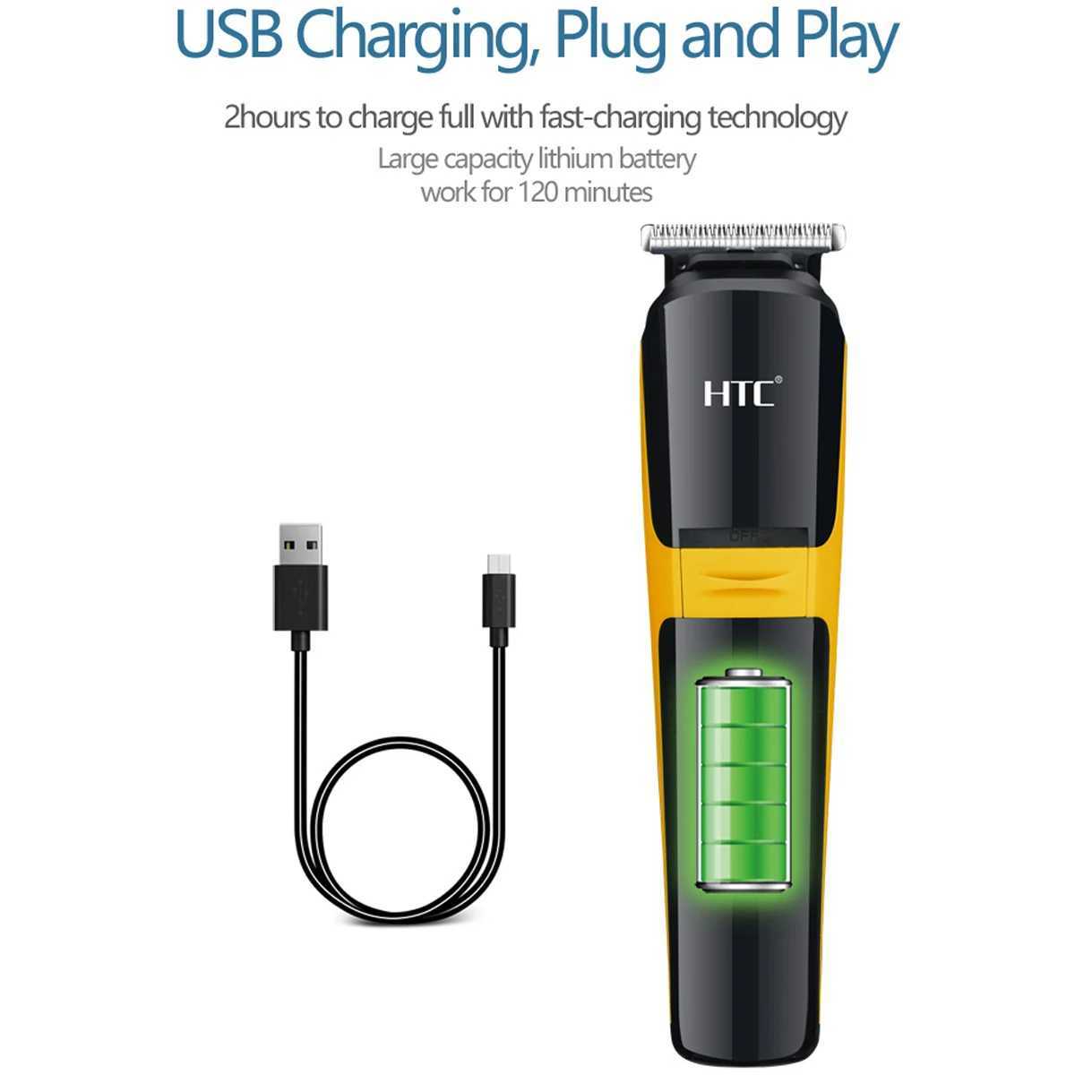 HTC USB 3 In 1 Electric T- Hair Trimmer/Foil Shave/Nose And Ear Trimmer Business Travel Facial Care Razor Shaving ManeW250117