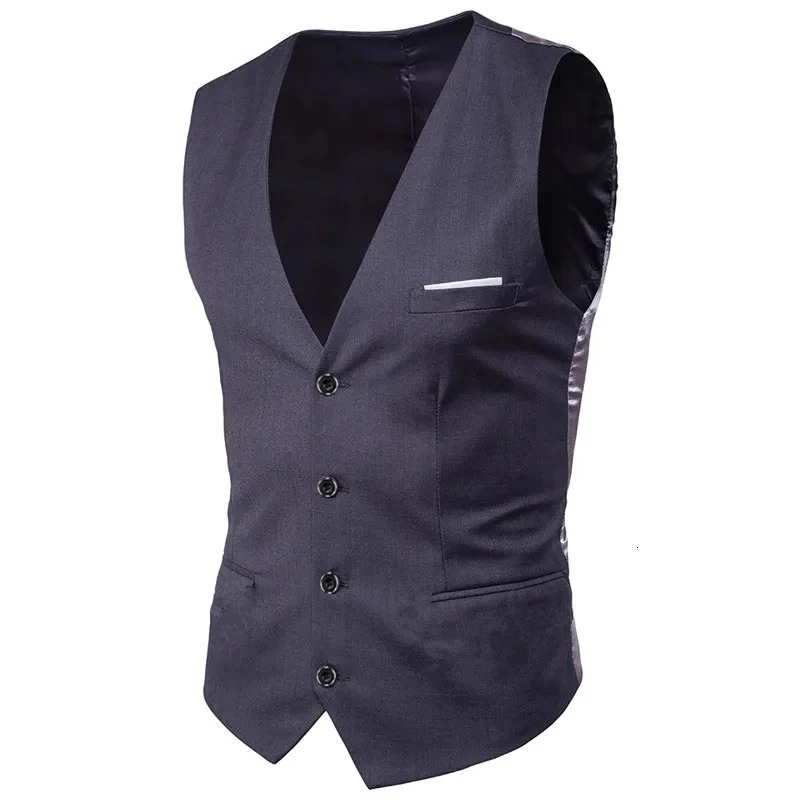 Men Vest Plus Size 6XL Fashion Slim Fit Sleeveless Wedding Waistcoats 9 Colors Solid Business Leisure Casual Dress Suit Vests 250114Z