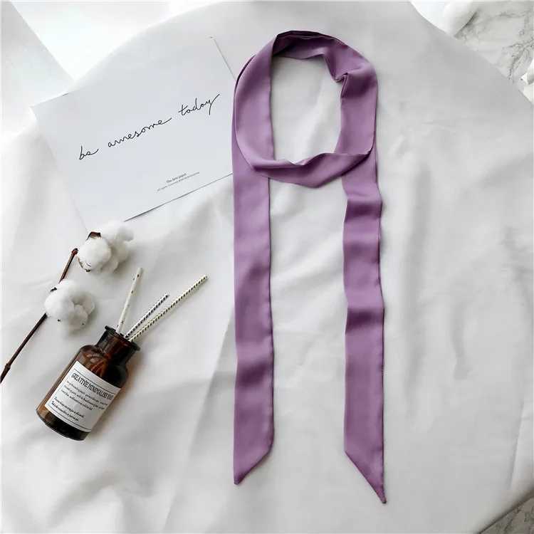 Luxury Women Narrow Long Scarf 200x5cm Solid Color Chiffon Silk Rubber Red Tie Black Bag Ribbon Headbands Choker Streamer Scarf W250118