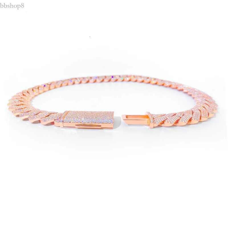 bracelet designer jewelry moissanite chain cuban k High Quality 3 Rows VVS Moissanite Dia Chain White Rose Gold Plated Hip-hop chains for men necklace