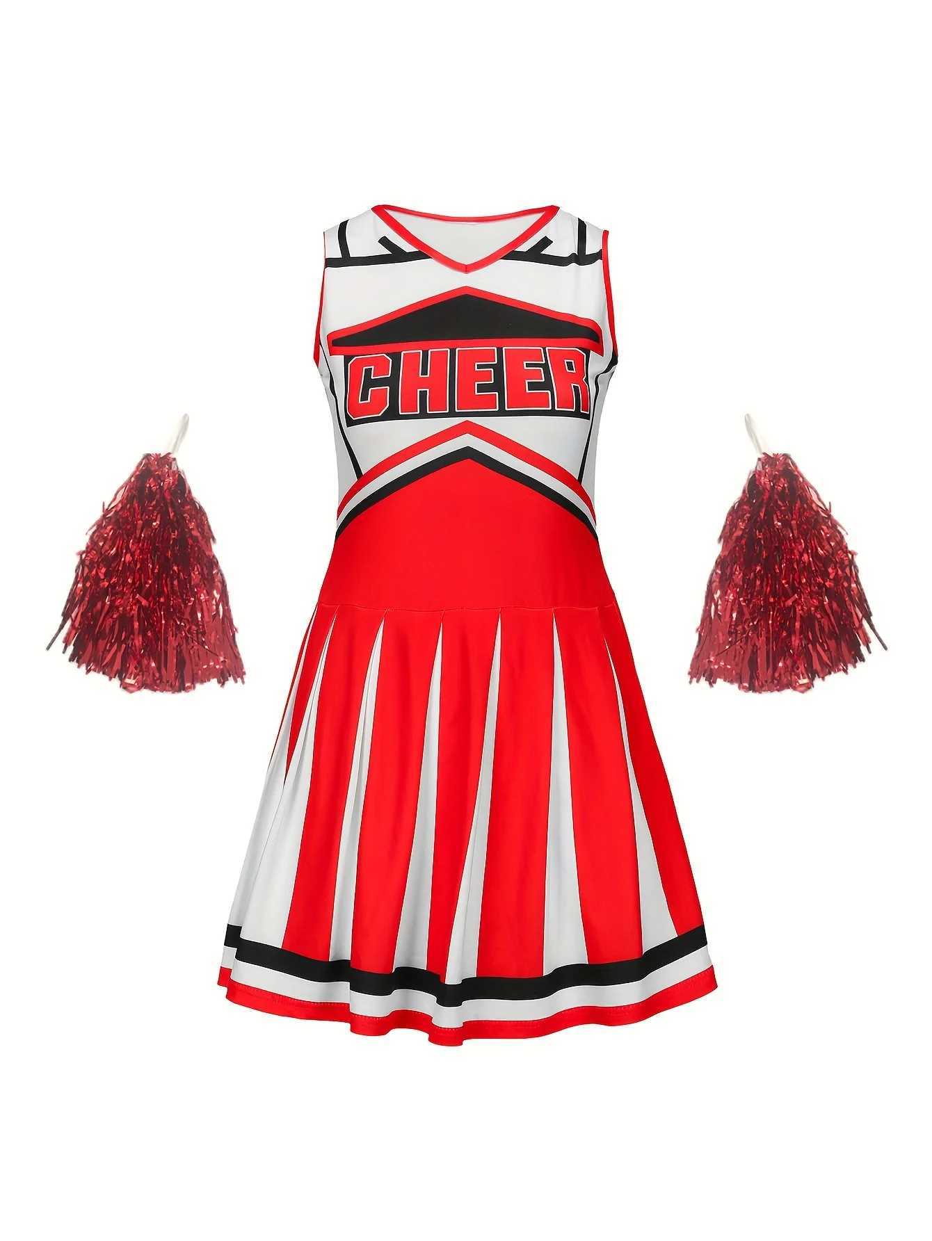 Cheerleader Sports Girls Kids Holiday Party Homecoming Season Performance Dress Slim Skirt Suit Super Bowl Christmas CostumesW250121