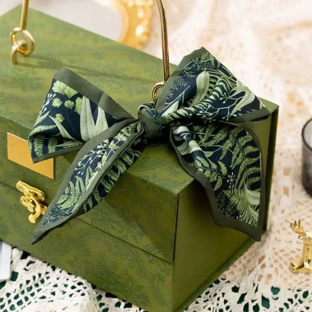 Camellia Mid-Autumn Festival Gift Box Silk Scarf New Version Hair Decoration Ribbon Flower Long Hair with Leaves W250118