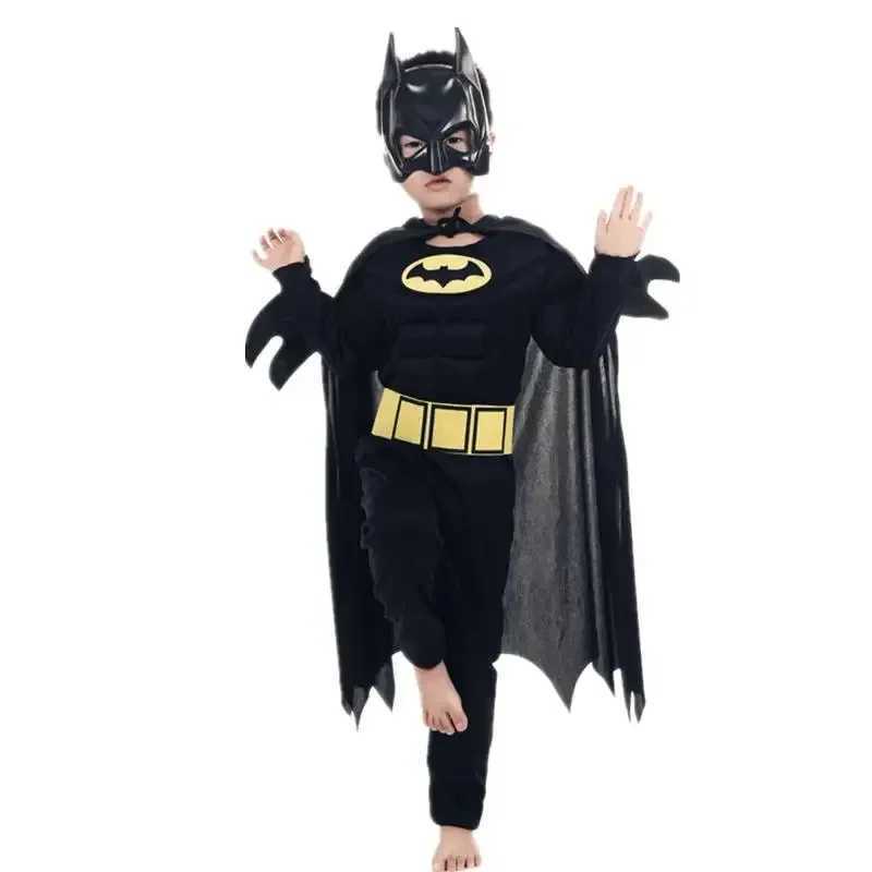 Kids Boys Muscle Costumes with Mask Cloak Movie Character Superhero Cosplay Halloween Party Role Play W250117