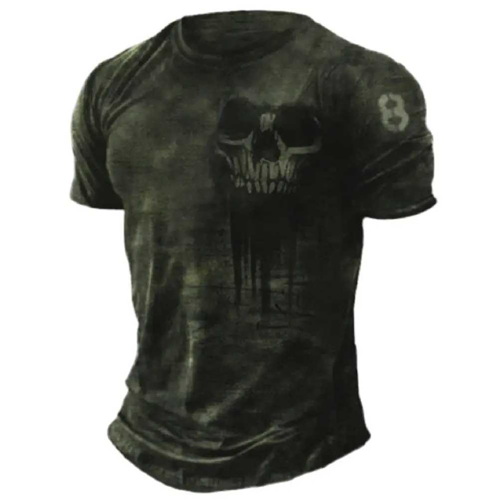 Mens summer T-shirt 3D retro horror skull top hip-hop rock streetwear O-neck short sleeved T-shirt oversized mens T-shirt W250117