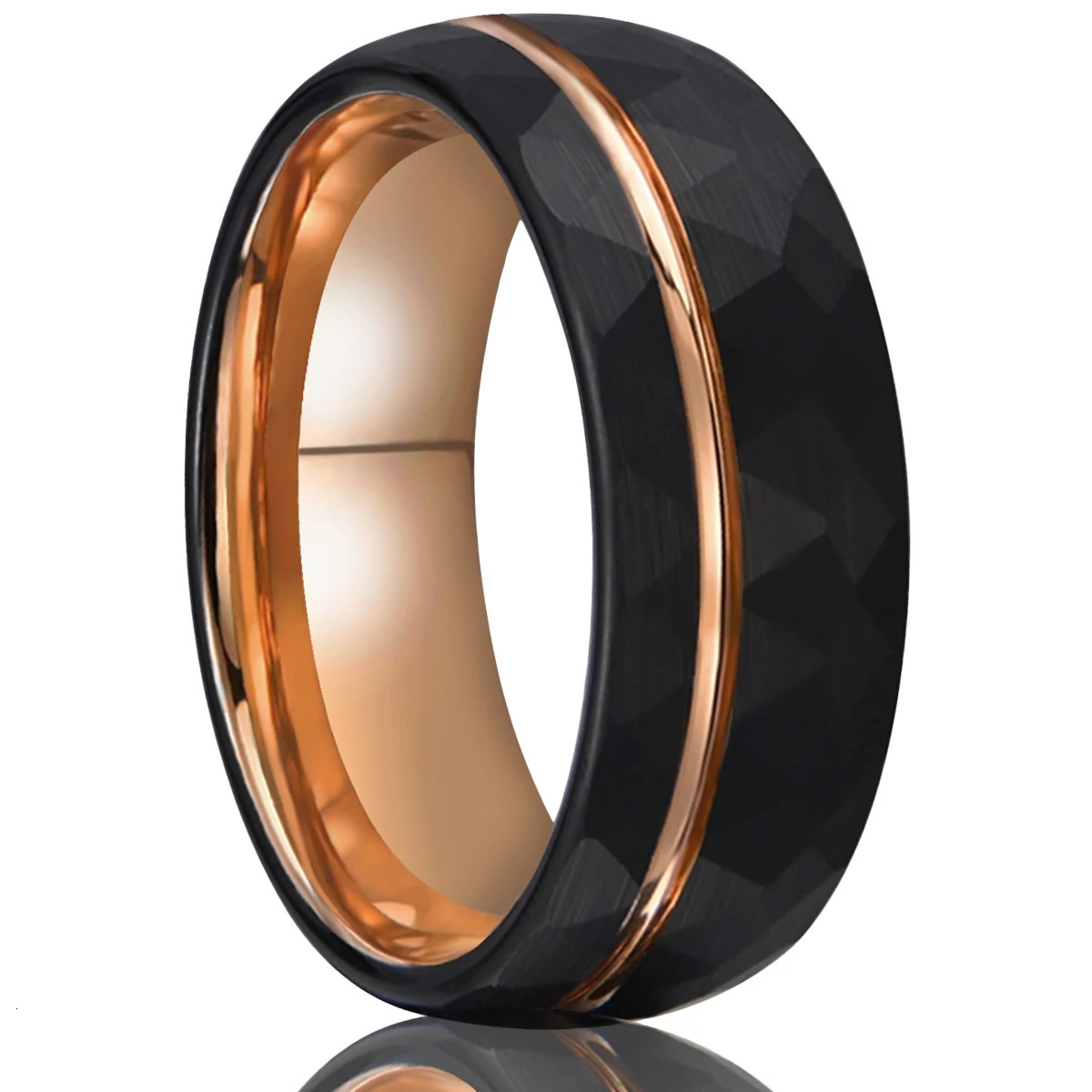 Black Tungsten Carbide Ring Couple Wedding Ring 8mm Hammered Comfortable to Wear Anniversary Gift for You 250117