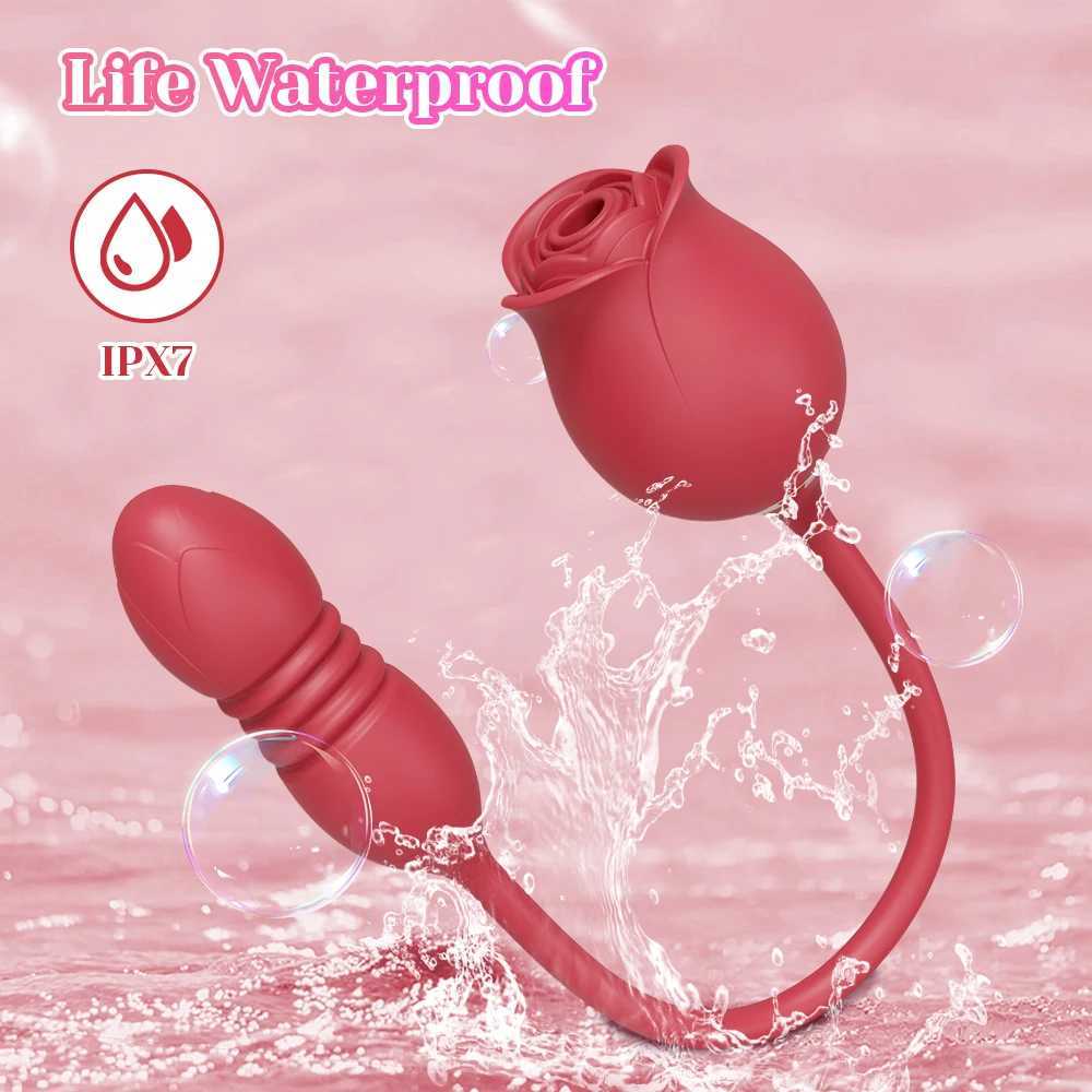Rose-Sucking Vibrator for Women Clit Clitor Stimulator G Spot Thrusting Dildo Vibrating Female Masturbator Massage Adult Sex Toy W250117