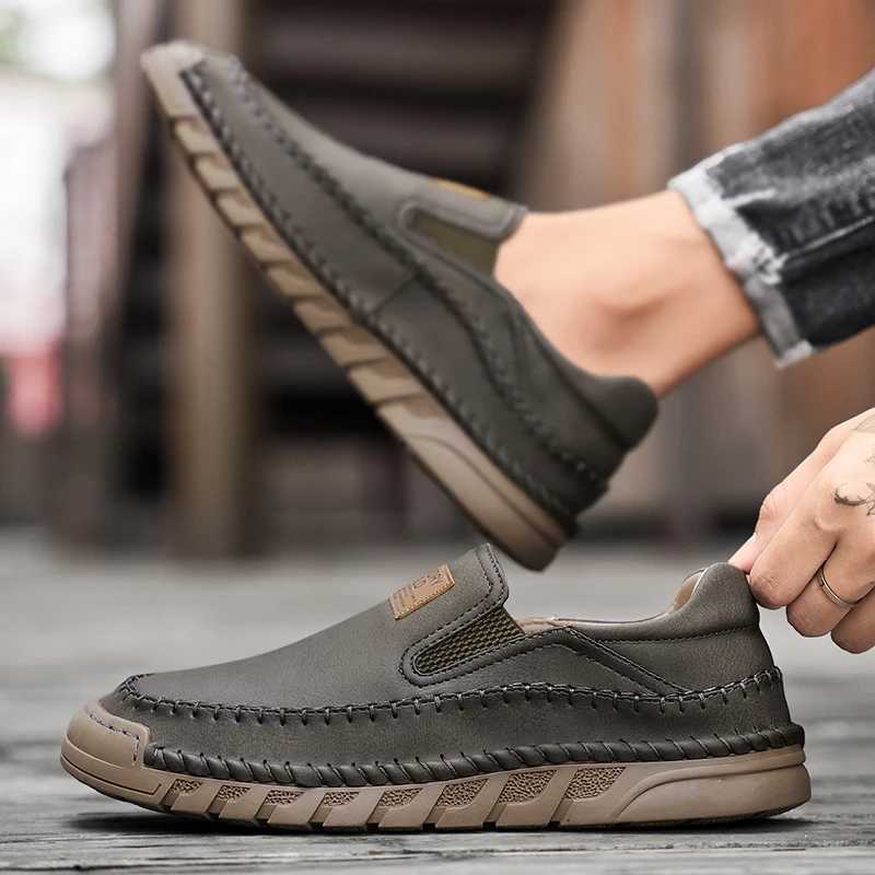New Brand Men Shoes Leather Casual All-mah Loafers Mens Moccasin Comfortable Driving Boat Shoes All-mah Mens Office FlatsXJ250118