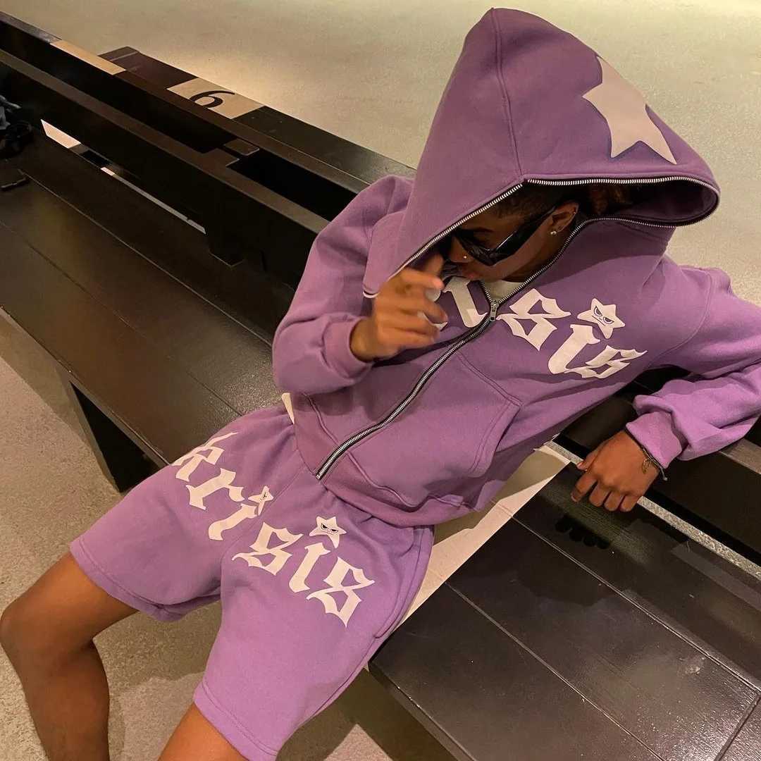Y2k Oversized Hoodie Zip Hoodie Stars Print goth Punk Sweatshirt Mens Sport Coat Pullover Gothic Long Sleeve Hooded Sweatshirt W250117