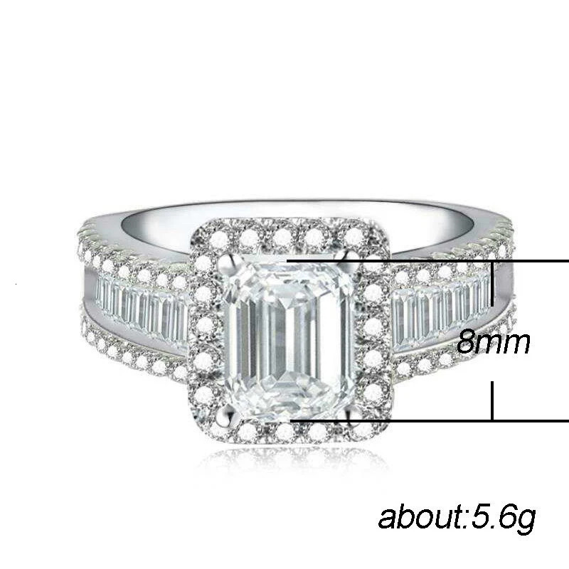 HOYON Pure Natural White 3 s Gemstone S925 Silver color Ring for Women Anillos De Jewelry Bizuteria Rings 250121