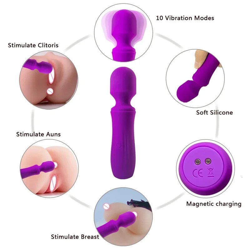 Dildo Vibrator USB Charging AV Magic Wand Stimulating Clitoris G Spot Massager Sexual Wellness Erotic Adults Sex Toys For Women 250114
