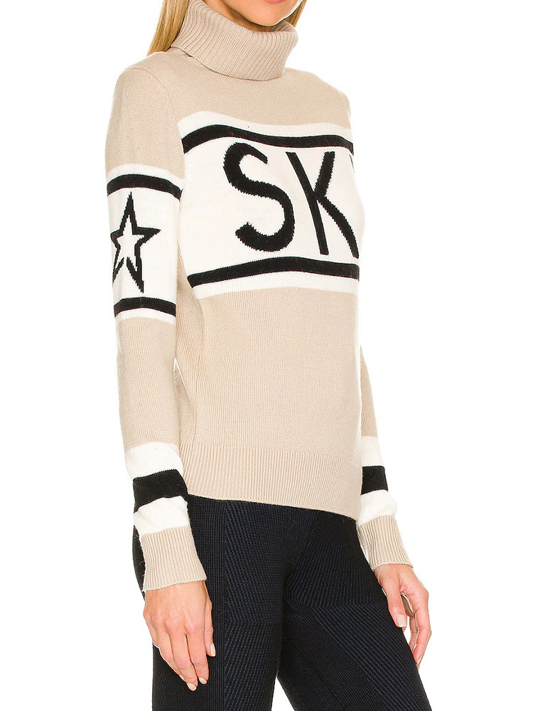 Haruku Autumn/Winter Warm New Jacquard Knitted Letter Star Stripe Fashion High Collar Slimming Women's Sweater