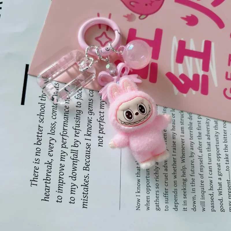 Kaii Labubu Keychain Doll Couple Keyring Cute Cartoon Creative Mobile Phone Bag Pendant Charms Backpack Decoration Gifts W250116
